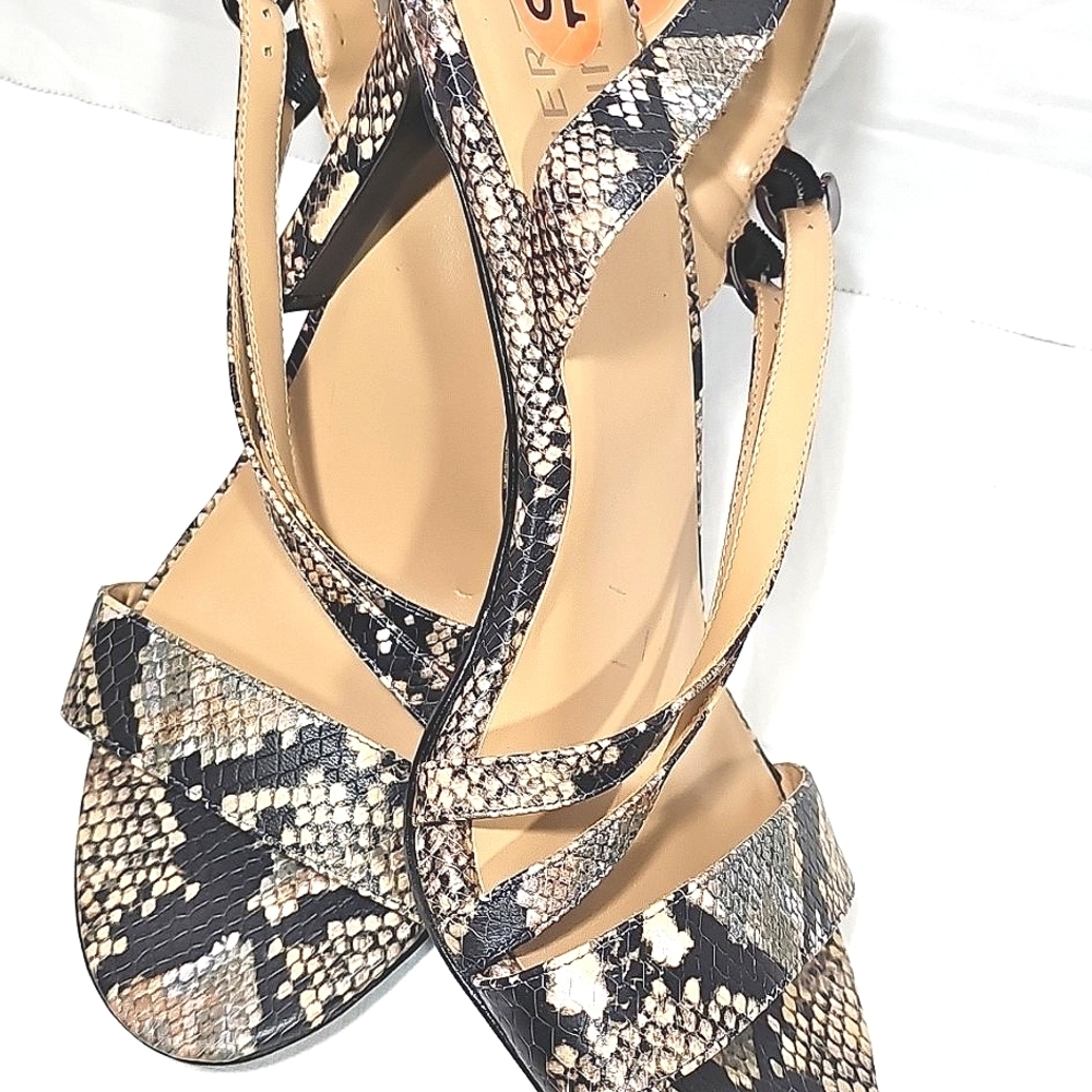 Naturalizer women's slingback sandals 10W snakeskin leather multicolor heeled